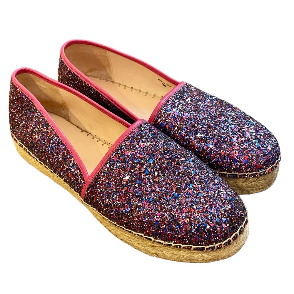 Kate Spade New York Pink Glitter Platform Espadrilles